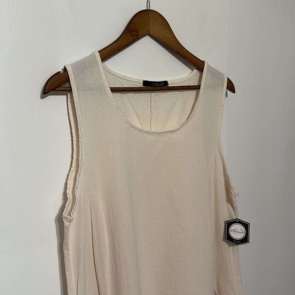 NWT Giocam 100% Peruvian Cotton Tank Dress with Pockets Lagenlook - Picture 2 of 14